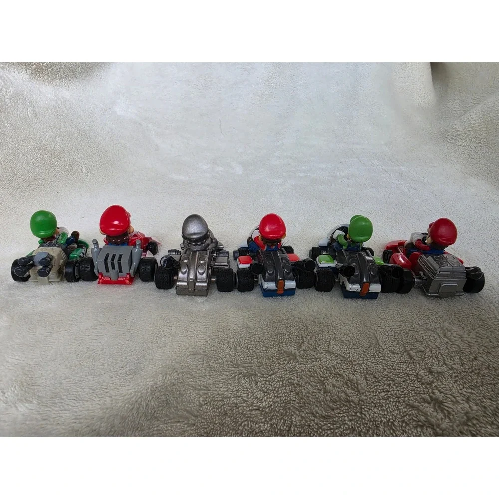 Nintendo Mario Kart Pull Back Racer Lot of 6 Mario Luigi Metal Mario Diecast